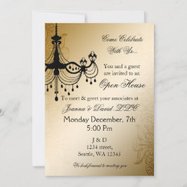 シャンデリア金ゴールドエレガント企業のパーティの招待状 招待状