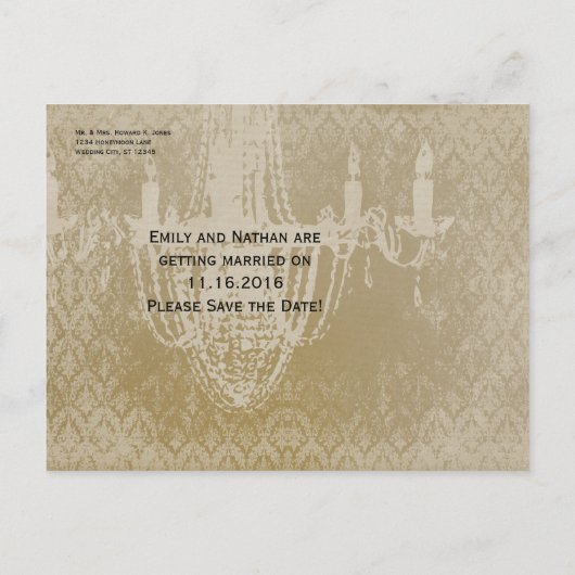 シャンデリア金ゴールド白黒ダマ動揺してスク 案内ポストカード (裏面)