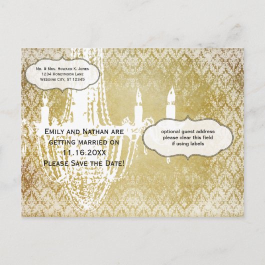 シャンデリア金ゴールド白黒ダマ動揺してスク 案内ポストカード (裏面)