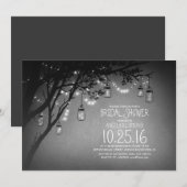 シャンデリア風の照明がついたメイソンジャー　ヴィンテージ　ウェディングシャワー 招待状 (正面/裏面)