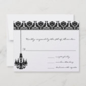 シャンデリア黒ダマスク結婚式の応答カード 出欠カード (裏面)