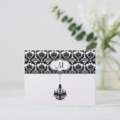 シャンデリア黒ダマスク結婚式の応答カード 出欠カード (スタンド正面)