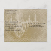 シャンデリア ゴールド ブラック アンド ホワイト ディストレス ド ダマスク 案内ポストカード (裏面)