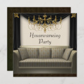 シャンデリア ソファ 新築パーティー 招待状 (正面/裏面)