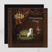 シャンデリア&ドッグ引っ越し祝いパーティーパーティの招待状 招待状 (正面/裏面)