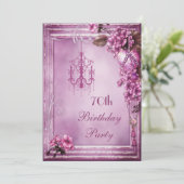 シャンデリア、ハート＆フラワーズ 70歳の誕生日パーティー 招待状 (スタンド正面)