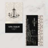シャンデリア + バロックのダマスク/パール + ビスケット 名刺 (正面/裏面)
