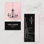 シャンデリア+バロックセリンダマスク/パール+ピンク 名刺 (正面/裏面)