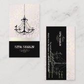シャンデリア+バロック・ダマスク/パール+ピンク 名刺 (正面/裏面)
