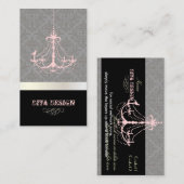 シャンデリア+バロック・ダマスク/パール+ピンク 名刺 (正面/裏面)