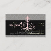 シャンデリア+バロック・ダマスク/パール+ピンク 名刺 (裏面)