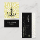 シャンデリア+バロック·ダマスク/パール+レモン 名刺 (正面/裏面)