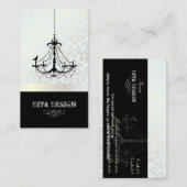 シャンデリア+バロック·ダマスク/パール+青 名刺 (正面/裏面)