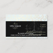 シャンデリア+バロック·ダマスク/パール+青 名刺 (裏面)