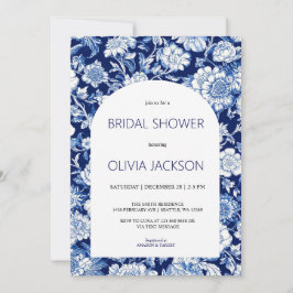 シャンデリア ブルー フラワーブライダルシャワー 招待状