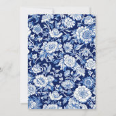 シャンデリア ブルー フラワーブライダルシャワー 招待状 (裏面)