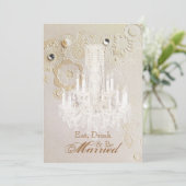 シャンデリア ヴィンテージ ウェディング リハーサル ディナー 招待状 (スタンド正面)