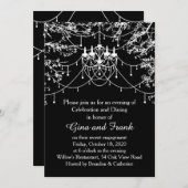 シャンデリア、夜間婚約パーティ 招待状 (正面/裏面)