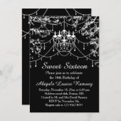 シャンデリア、夜Sweet sixteenの木ライト 招待状 (正面/裏面)