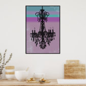 シャンデリア – 紫グランジ色 ポスター (キッチン)