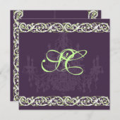 シャンデリア+鍛錬鉄+つる植物 招待状 (正面/裏面)