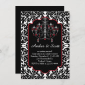 シャンデリア、黒い葉のダマスクをシャワー 招待状 (正面/裏面)