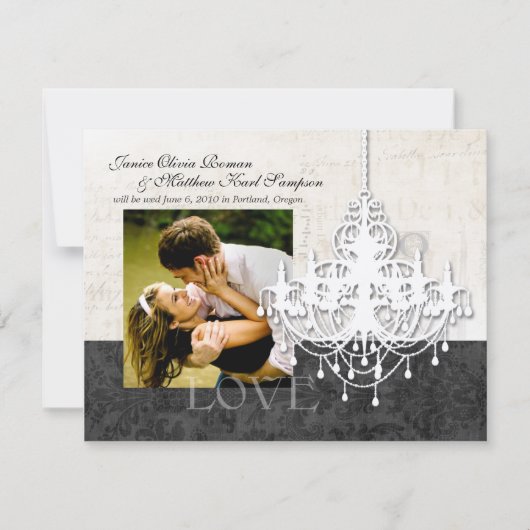 シャンデリア Save the Date 発表 招待状 (正面)