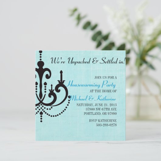 シャンデリエレガントア引っ越し祝いパーティーパーティの招待状 招待状 (スタンド正面)