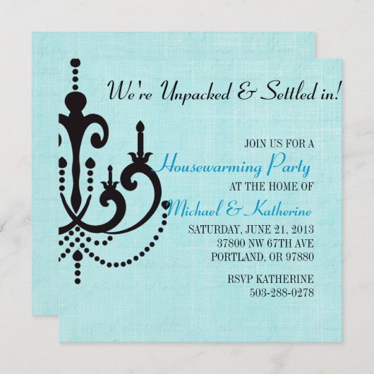 シャンデリエレガントア引っ越し祝いパーティーパーティの招待状 招待状 (正面/裏面)