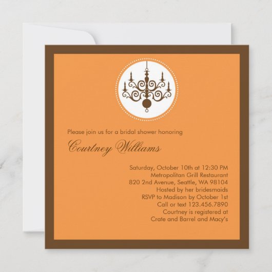 シャンデリモダンアブライダルシャワーの招待 招待状 (正面)