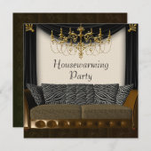 シャンデリーゼブラソファー引っ越し祝いパーティーパーティー 招待状 (正面/裏面)