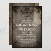 シャンデ素朴リアヴィンテージウッドブライダルシャワー 招待状 (正面/裏面)