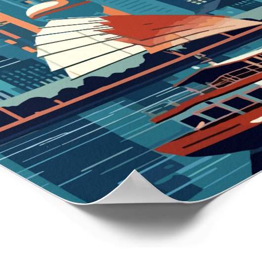 シャンハイ中国トラベルアートヴィンテージイラストレーション ポスター (角)