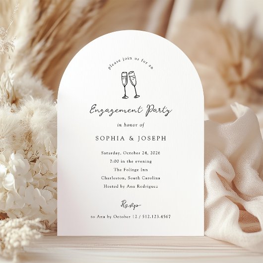 シャンパお洒落ングラス | 婚約パーティー 招待状