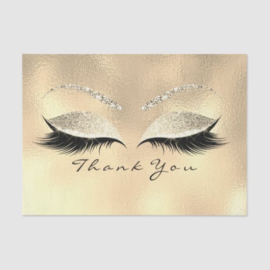 シャンパイニュブライダル金ゴールドグリッターサンキューアイズ 薄葉紙 (正面)