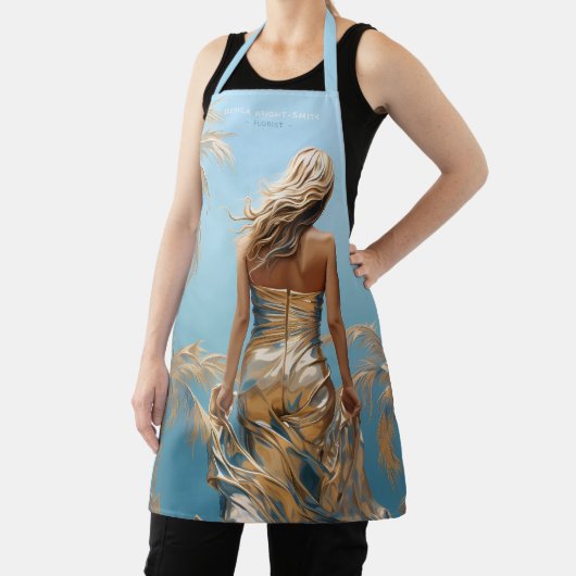 シャンパイニュ色の女性ドレス青い美学 エプロン (インサイチュ)