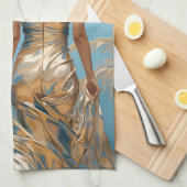 シャンパイニュ色の女性ドレス青い美学 キッチンタオル (四つ折り)