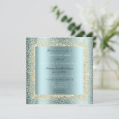 シャンパイニュ金ゴールドグリッターブラックアクアブルーコンフェット 招待状 (スタンド正面)