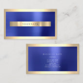 シャンパイニュ金ゴールドフレームメタリックインディゴブルーミニマル 名刺 (正面/裏面)