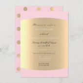 シャンパイニュ金ゴールド水玉模様セピアバラピンクパステル 招待状 (正面/裏面)