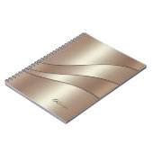 シャンパエレガントンきらめく波形パターン(名前) ノートブック (左側)