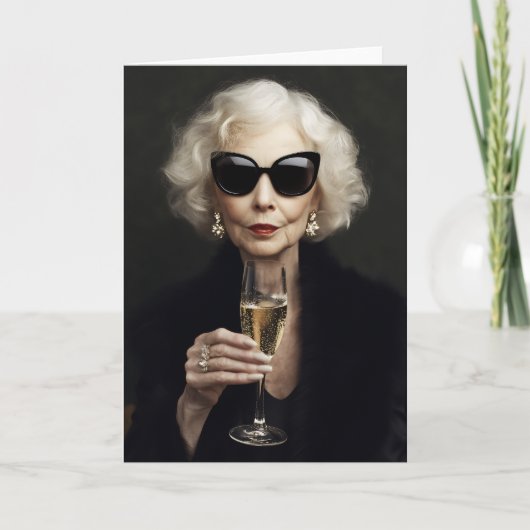 シャンパエレガントンを着けた年配の女性 招待状 (正面)