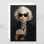 シャンパエレガントンを着けた年配の女性 招待状 (正面/裏面)