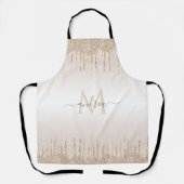 シャンパエレガントングリッタードリップモノグラガーリーム エプロン (正面)