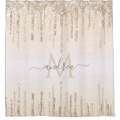 シャンパエレガントングリッタードリップモノグラム&名前 シャワーカーテン (正面)