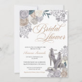 シャンパエレガントンシルバーブライダルシャワーシューズ 招待状 (正面)