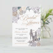 シャンパエレガントンシルバーブライダルシャワーシューズ 招待状 (スタンド正面)