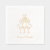 シャンパエレガントンタワーゴールドフォイル結婚ズナプキンス 箔ナプキン (正面)