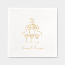 シャンパエレガントンタワーゴールドフォイル結婚ズナプキンス 箔ナプキン