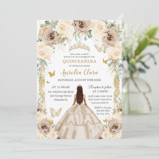 シャンパエレガントンフローラヴィンテージ金ゴールドキンセアニラ 招待状 (スタンド正面)